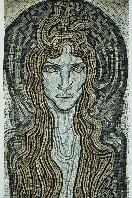 Image similar to a ceramic mosaic of astarte, detailed faces, intricate detail, by austin osman spare, occult art, alchemical diagram