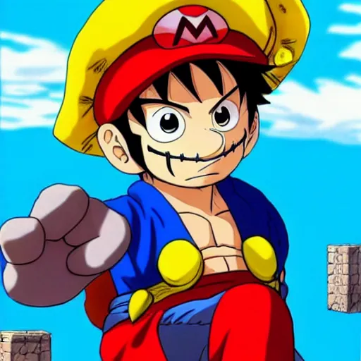 Prompt: luffy as mario