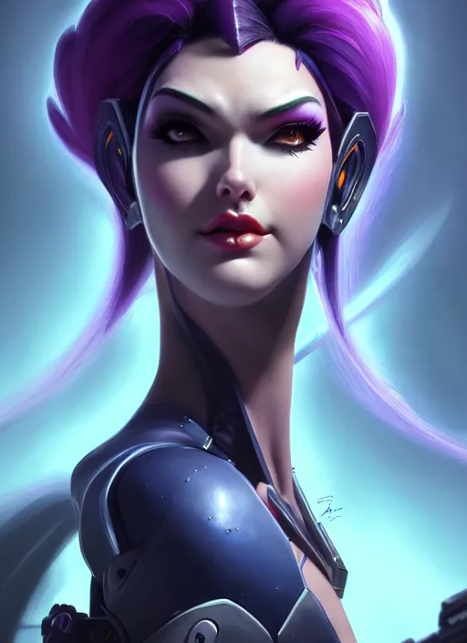 Image similar to epic widowmaker portrait from overwatch, fantasy, fantasy art, character portrait, portrait, close up, highly detailed, scifi art, intricate detail, amazing detail, sharp focus, vintage fantasy art, vintage sci - fi art, radiant light, trending on artstation, caustics, by boris vallejo