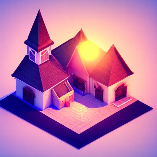Prompt: Isometric 3D Fantasy Cute House, realistic, soft texture, render in blender, gradient, geometric, minimal