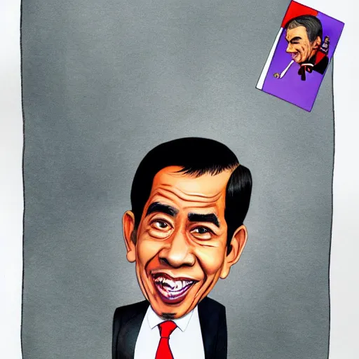 Prompt: caricature of jokowi by Mort Drucker, mad magazine, indonesia, colored with watercolor, artstation