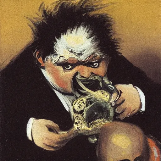 Prompt: portrait of boris johnson by goya in style of saturn devouring his son