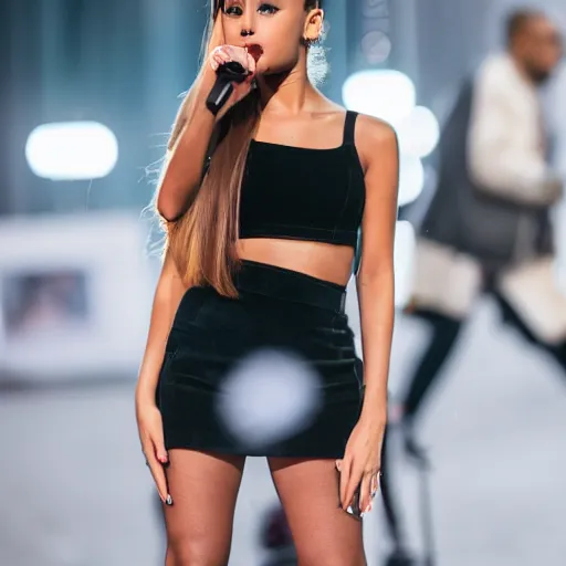 Image similar to Ariana Grande dressing up as Kanye West XF IQ4, 150MP, 50mm, F1.4, ISO 200, 1/160s, natural light