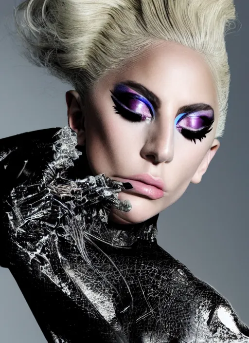 Image similar to lady gaga photoshoot by nick knight editorial studio lighting Highly realistic. High resolution. Highly detailed. Dramatic. 8k.4k.