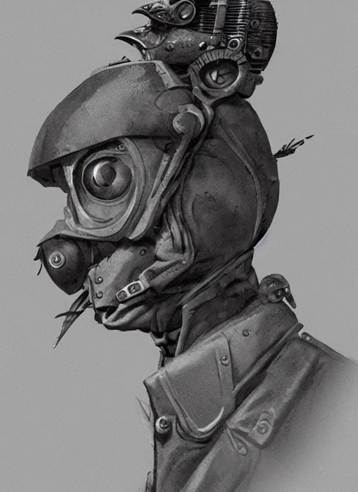 Image similar to a dieselpunk character portrait of an anthropomorphic vulture soldier, by stephen gammell, by jack gaughan, by george ault, by victo ngai, 3 d render, cgsociety, artstation