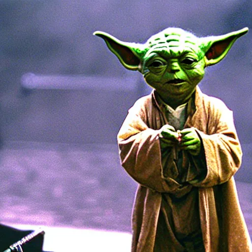 Image similar to yoda performing at woodstock