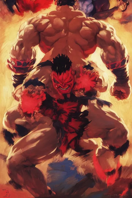 Image similar to Movie poster of Street Fighter, Hadouken, Akuma, Vega, , by frank frazetta, ilya repin, 8k, hd, high resolution print