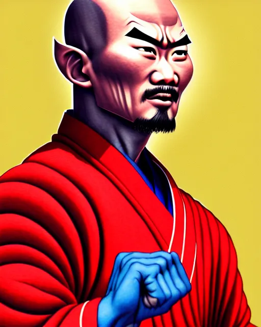 Image similar to richly detailed color illustration of a shaolin-president-politician-kung-fu illustrated by Artgerm and Timothy Kong . 3D shadowing