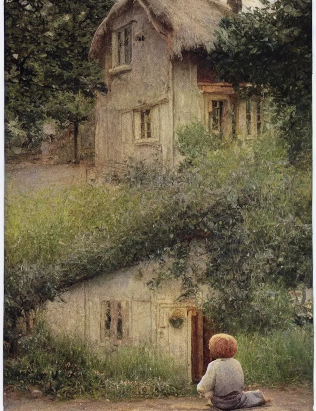 Image similar to peasant boy praying in country house in front of an icon, cottage core, cinematic focus, polaroid photo bleached vintage pastel colors high - key lighting, soft lights, foggy, by steve hanks, by lisa yuskavage, by serov valentin, by tarkovsky, detailed, oil on canvas