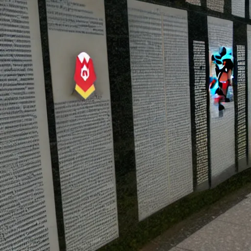 Image similar to mario dabbing, vietnam memorial background