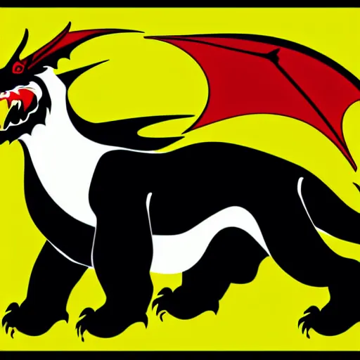 Image similar to vector art of welsh dragon and panda mixed, intercrossed, chimera, welsh flag, adobe illustrator