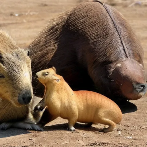 Image similar to a large snake eating a capybara,