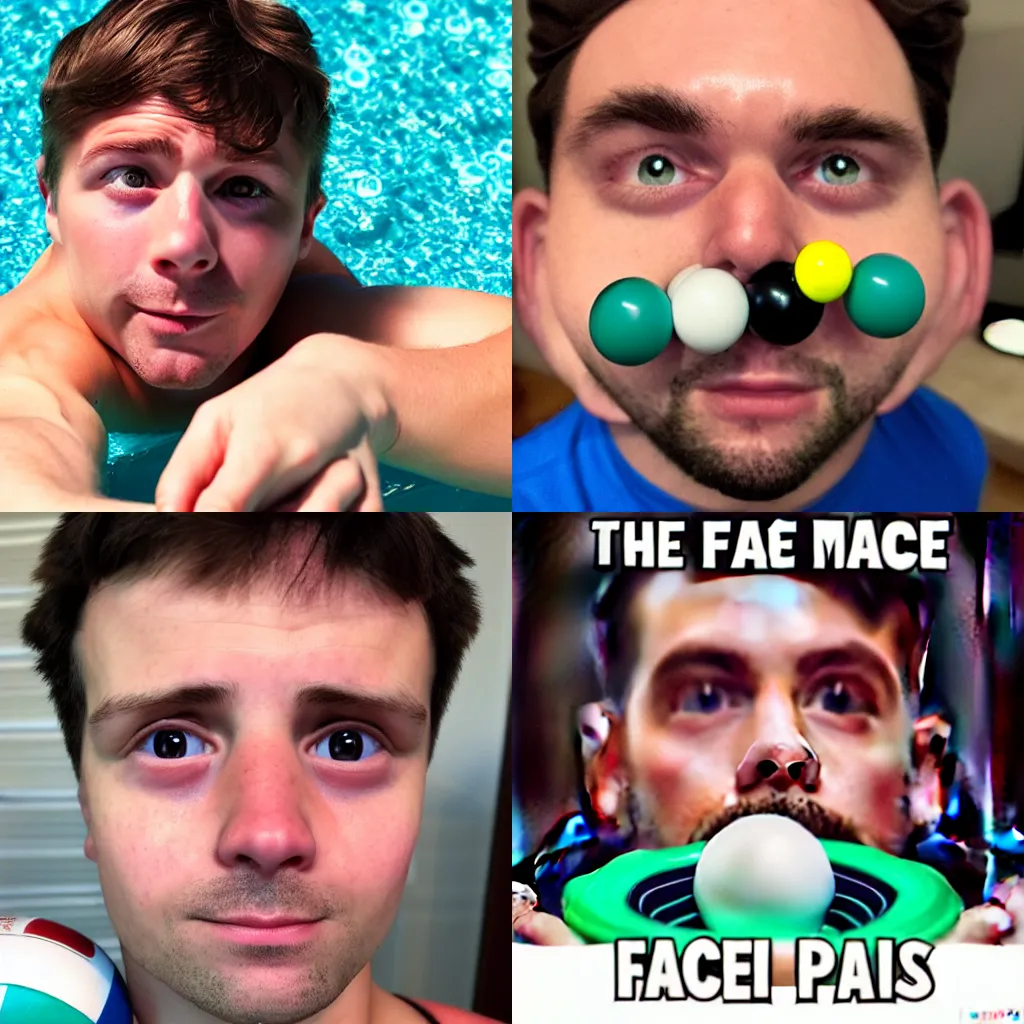 Prompt: The face of a man with pool ball eyes.