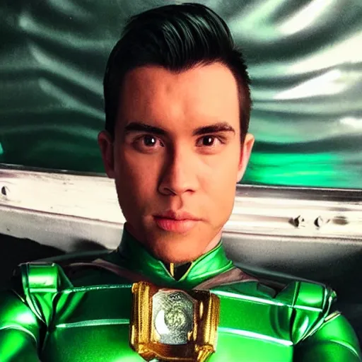 Prompt: handsome Green Ranger dating profile pic, Tommy, Power Rangers, Grindr, instagram, influencer, thirst pic, soft filter, candlelight, boudoir photography,