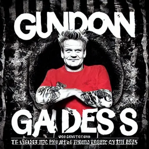 Prompt: Gordon ramsey on a Guns n roses cover art