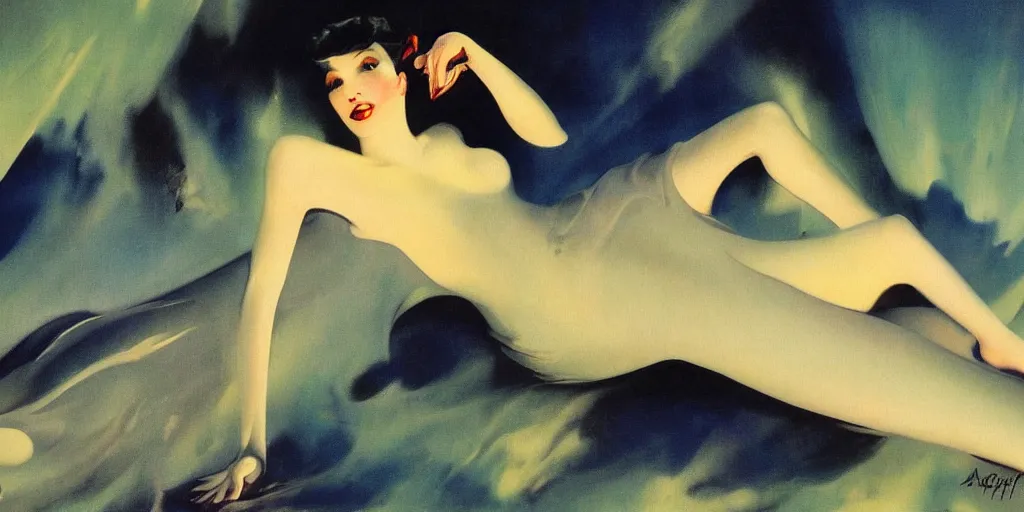 Image similar to a night landscape background, rolf armstrong