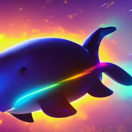 Image similar to a colourful wise magic whale, digital art, unreal engine, epic lighting, amazing, dreamlike, 3d render