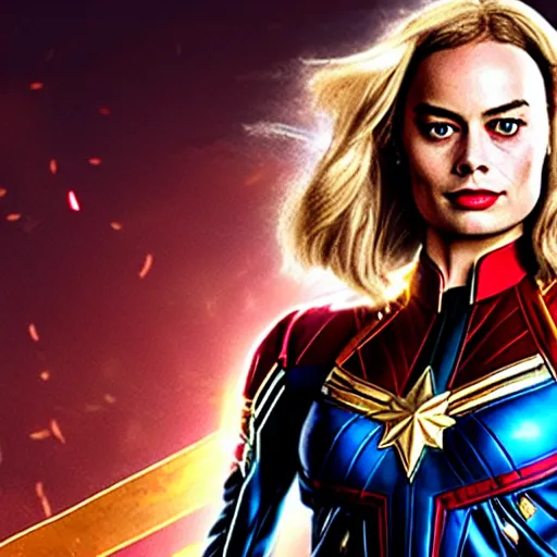 Prompt: margot robbie as captain marvel