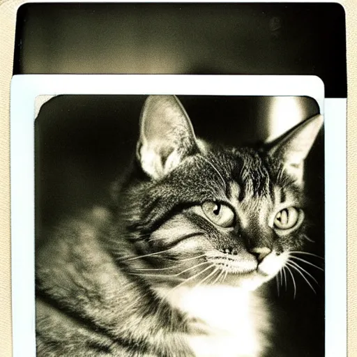 Prompt: old polaroid of a cat