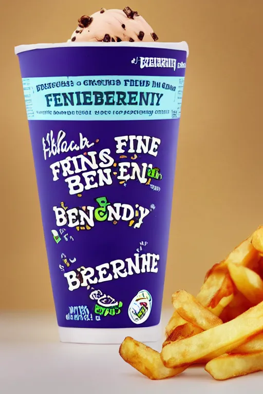 Image similar to french fries flavoured ben and jerry's ice cream, product photo, professional