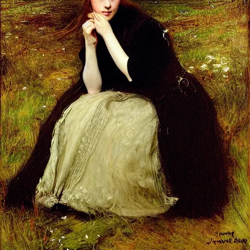 Image similar to Saoirse Ronan painted by John Everett Millais