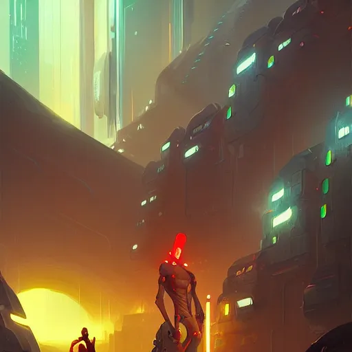 Image similar to crowded place, people, cyberpunk, bionics, augments, lights, cables, colorful, vivid, imposing, epic, digital painting, artstation, concept art, by peter mohrbacher and wlop and rhads,