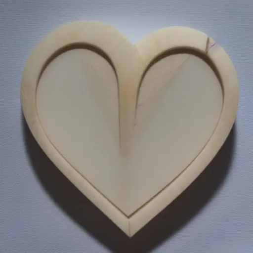 Prompt: geometric heart carved out of ivory, c anon 5 d 5 0 mm lens