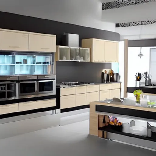 Prompt: modern kitchen in the year 2 0 6 9