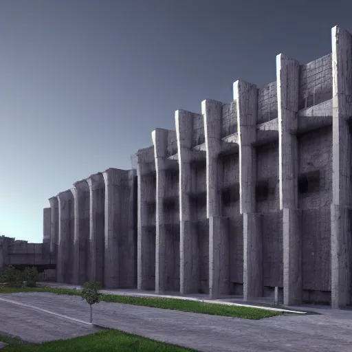 Prompt: brutalist architecture white with nature in back, cinematic lighting, 3 d, unreal engine