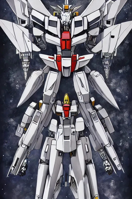 Image similar to very symmetrical!! full body illustrations of gundam wing zero, mecha, pen and ink, moderately detailed, concept art, wings, cyborg feathers, spread, cyborg wing, artstation, deviantart, pinterest