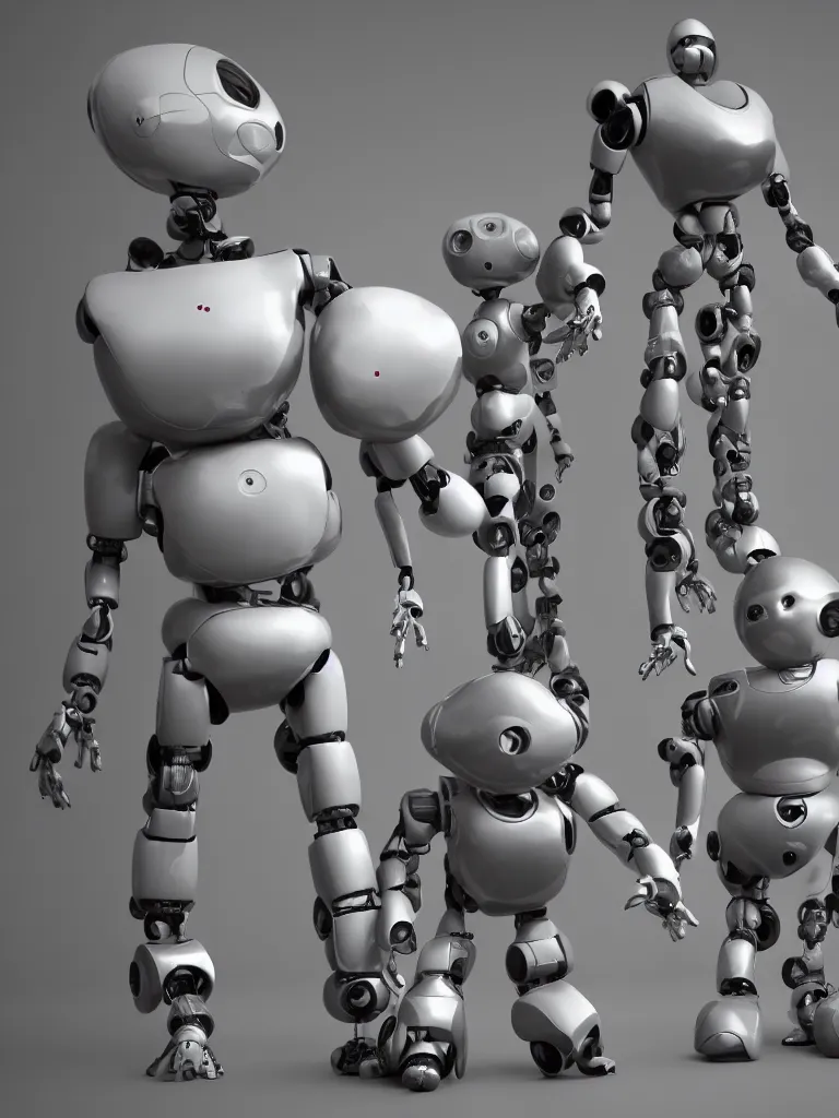 Image similar to 3d render of robots and children, 8k, detailed, octane render, unreal engine, hyper realistic , high detail