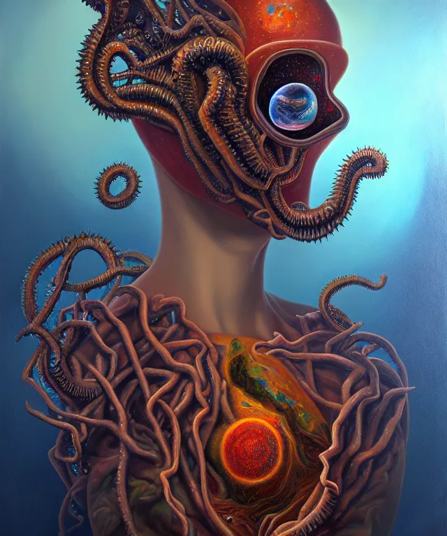 Image similar to an oil on canvas portrait painting, polycount, surrealism, surrealist, lovecraftian, cosmic horror, high detail