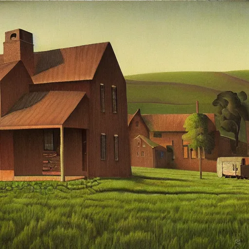 Prompt: UHD photorealistic Original Lost Grant Wood artwork