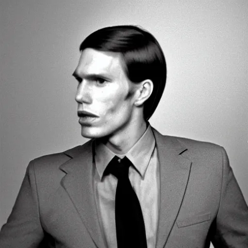 Image similar to A photograph portrait of Jerma985 with short-medium length hair a combover wearing early 1970s menswear in the early 1970s, taken in the early 1970s, grainy, taken on a 1970s Kodak Camera, realistic, hyperrealistic, very realistic, highly detailed, very detailed, extremely detailed, detailed, digital art, trending on artstation, colorized photo