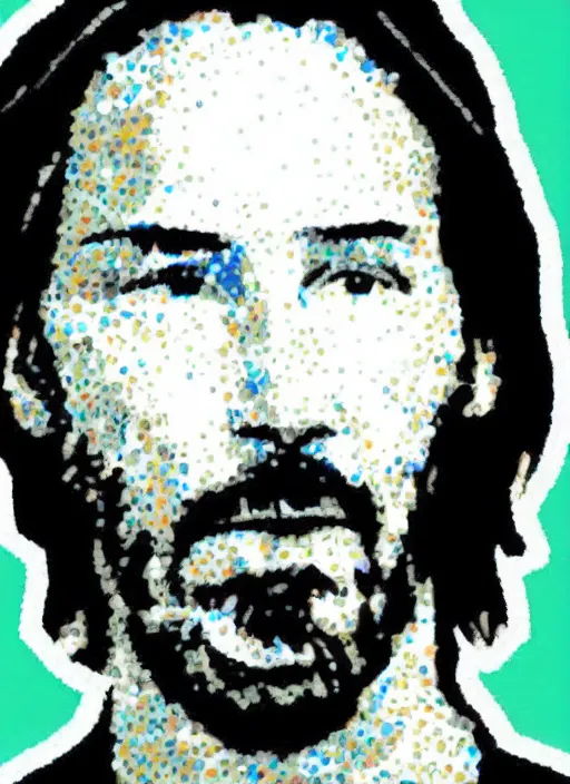 Image similar to a mosaic of keanu reeves made of quinoa seeds