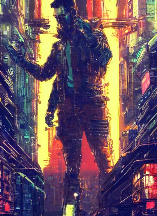 Prompt: cyberpunk space pilot character ( blade runner 2 0 4 9, dystopian, cyberpunk 2 0 7 7 character design ). attractive face. portrait by james gurney and laurie greasley and yoji shinkawa, oil on canvas. cinematic composition, hyper realism, realistic proportions, anatomy, dramatic lighting, photorealistic, high detail, 4 k