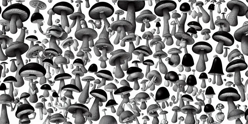 Prompt: 360 degree equirectangular black and white greyscale depth matte, anthropomorphic family of mushrooms, family portrait, Art Deco nature, mystical fantasy, Pixar cute character design, intricate art deco mushroom patterns, elegant, sharp focus, 360 degree equirectangular panorama, art by Artgerm and beeple and Greg Rutkowski and WLOP, 360 monoscopic equirectangular