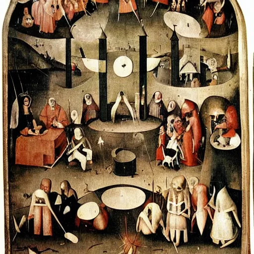 Prompt: hieronymus bosch's interpretation of school.