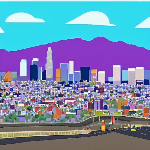 Prompt: Los Angeles in sim city with Hollywood sign, highly detailed, pixel art