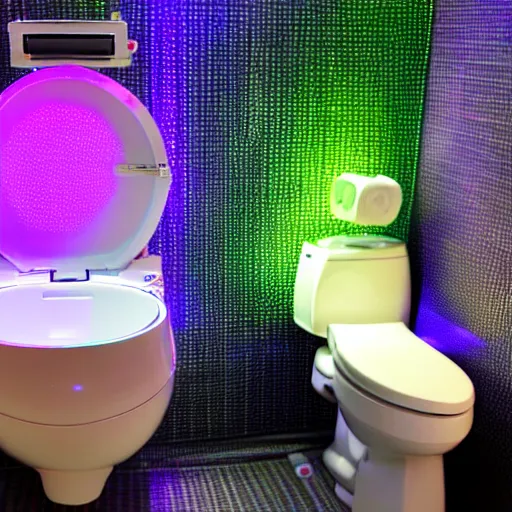 Prompt: a gaming toilet with lights
