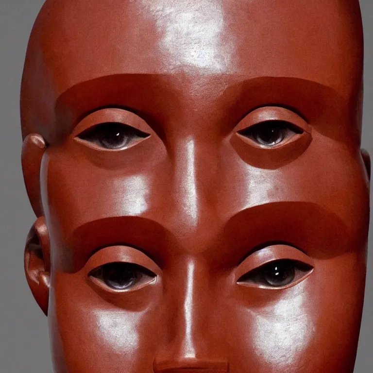 Image similar to monumental sculpture geometric minimalist!!! portrait of a lupita nyong'o, beautiful symmetrical face accurate face detailed face realistic proportions, hand - carved out of red oak wood on a pedestal by stephan balkenhol and martin puryear and, dramatic lighting shocking detail trending on artstation 8 k
