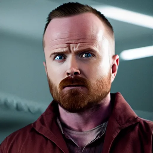 Image similar to Live Action Still of Aaron Paul dressed as Walter White, real life, hyperrealistic, ultra realistic, realistic, highly detailed, epic, HD quality, 8k resolution, body and headshot, film still