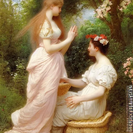 Image similar to Springtime, by Pierre-Auguste Cot, with an adult couple