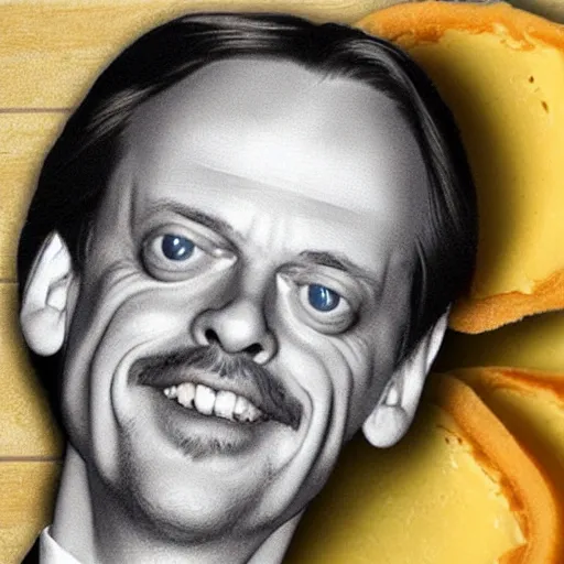 Prompt: steve buscemi made of gouda cheese