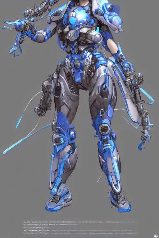 Prompt: female azure mech warrior by Masamune Shirow, manga, single face, trending on artstation, WLOP, detailed, intricate, elegant, sfw version