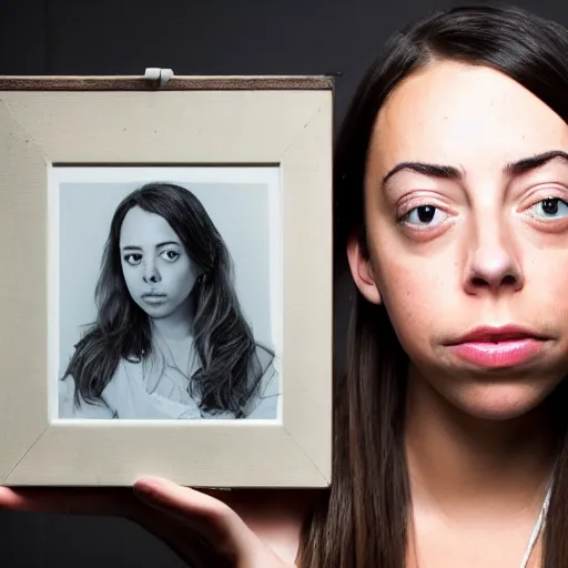 Prompt: a masterpiece portrait photo of a beautiful young woman who looks like a tai aubrey plaza