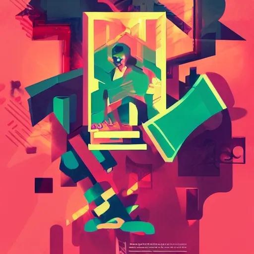 Prompt: Poster Art for Wynwood Miami, Graffiti, Geometric 3d shapes, Video Games, marijuana, smoke, by Sachin Teng, by Jose Mertz, Trending on artstation