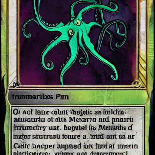 Prompt: magic the gathering trading card octopus