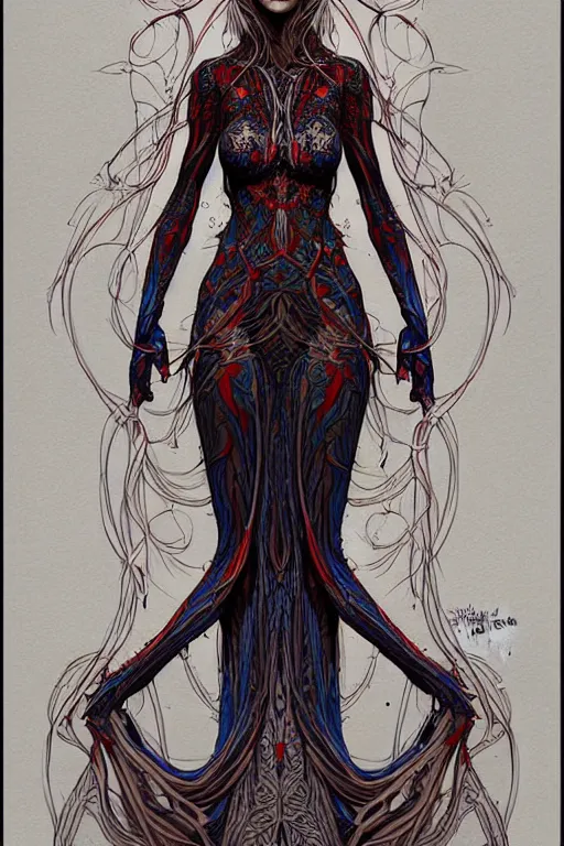 Image similar to digital art, centered full body of elven bride ,intricate, veins, by James Jean and by piet mondrian ultradetailed, charachter design, concept art, trending on artstation,