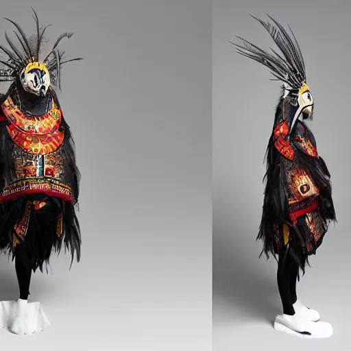 Prompt: “Front and back full body full height Crow Mask Shaman character model. Eiko Ishioka 85mm, Super High Resolution photo. Square Aspect.”